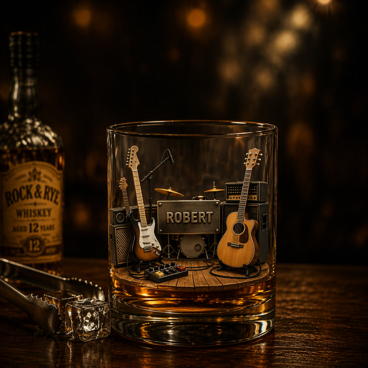 Personalized Guitar Studio Rock Glass with Name - Custom Birthday Gift for Guitarists & Music Lovers