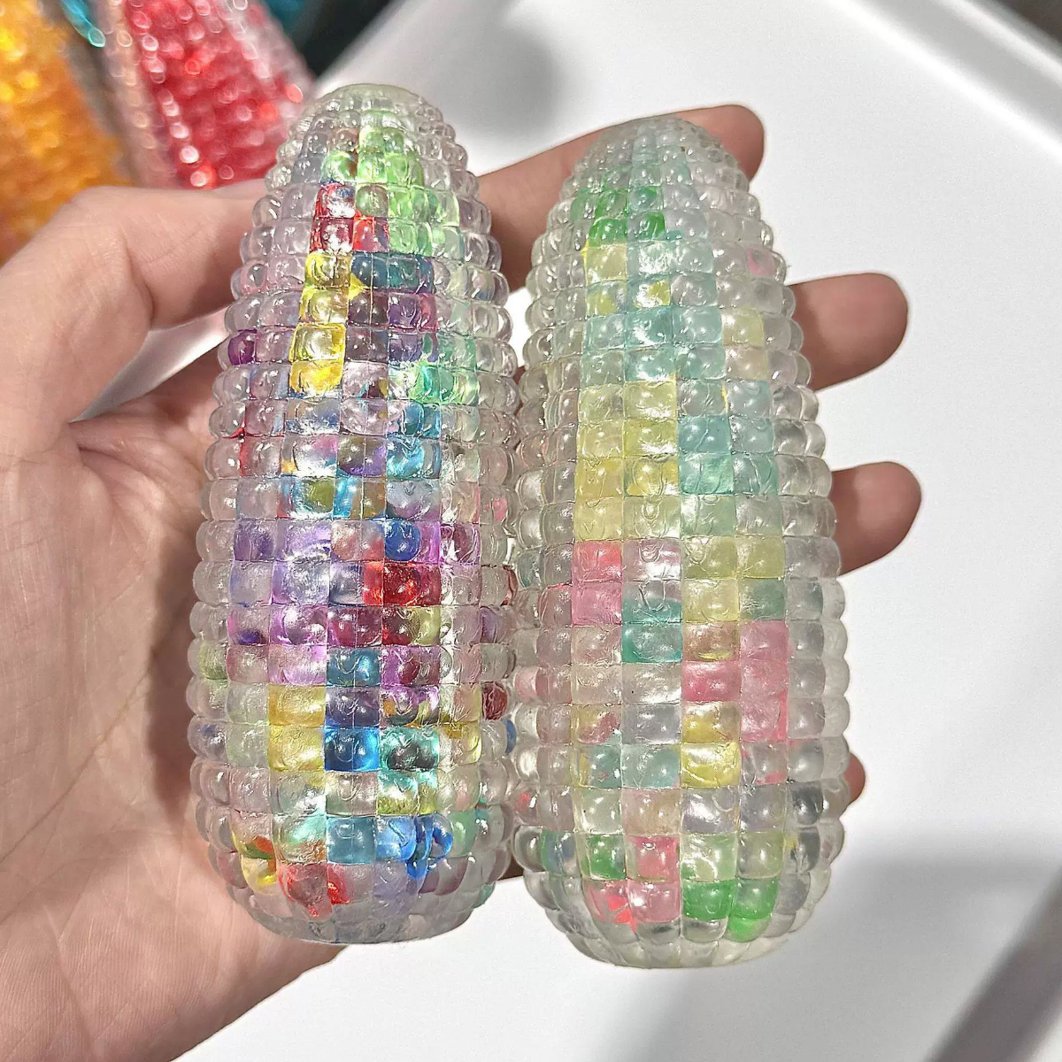 Crystal Corn Squishy Toy, Transparent Corn-Shaped Stress Relief Fidget