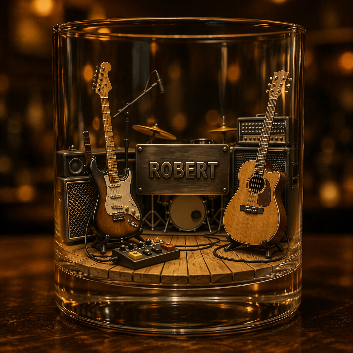 Personalized Guitar Studio Rock Glass with Name - Custom Birthday Gift for Guitarists & Music Lovers