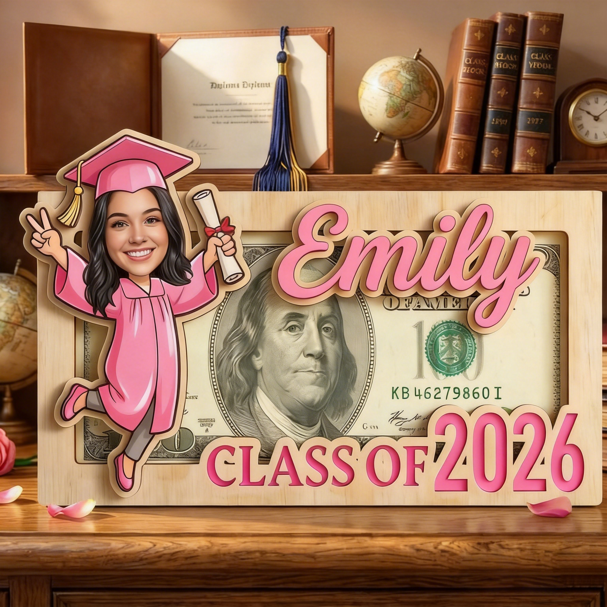Personalized Graduation Money Holder, Custom Class of 2026 Gift, Senior Gift for Her/ Him, Graduation Cash Gift Holder, Name Gift