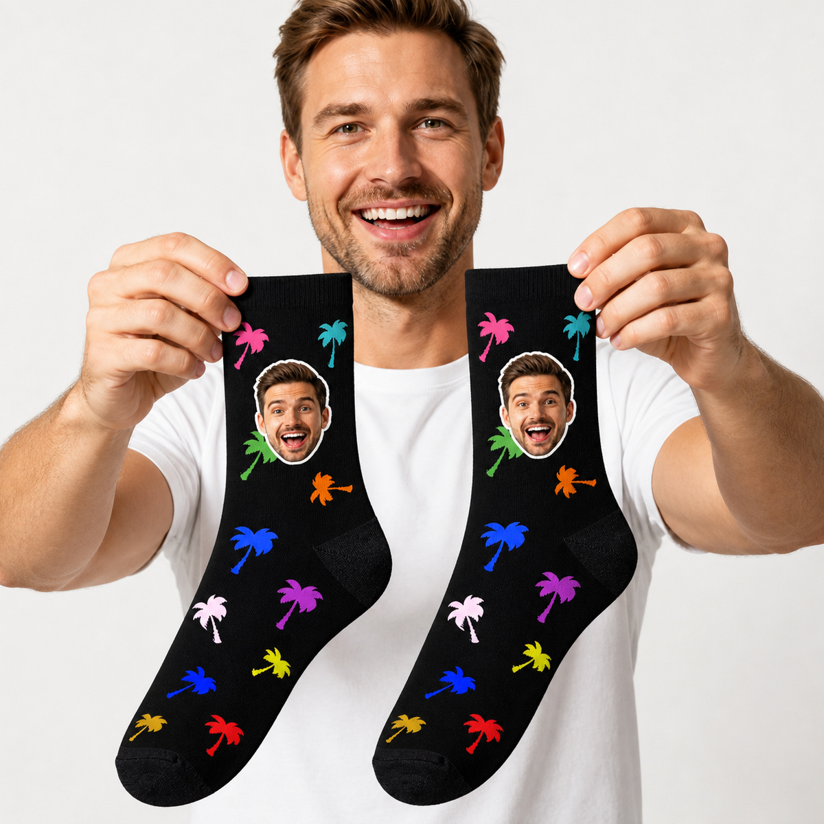 Personalized Colorful Maple Leaf Photo Socks – Turn Your Favorite Memories into a Cozy Autumn Keepsake