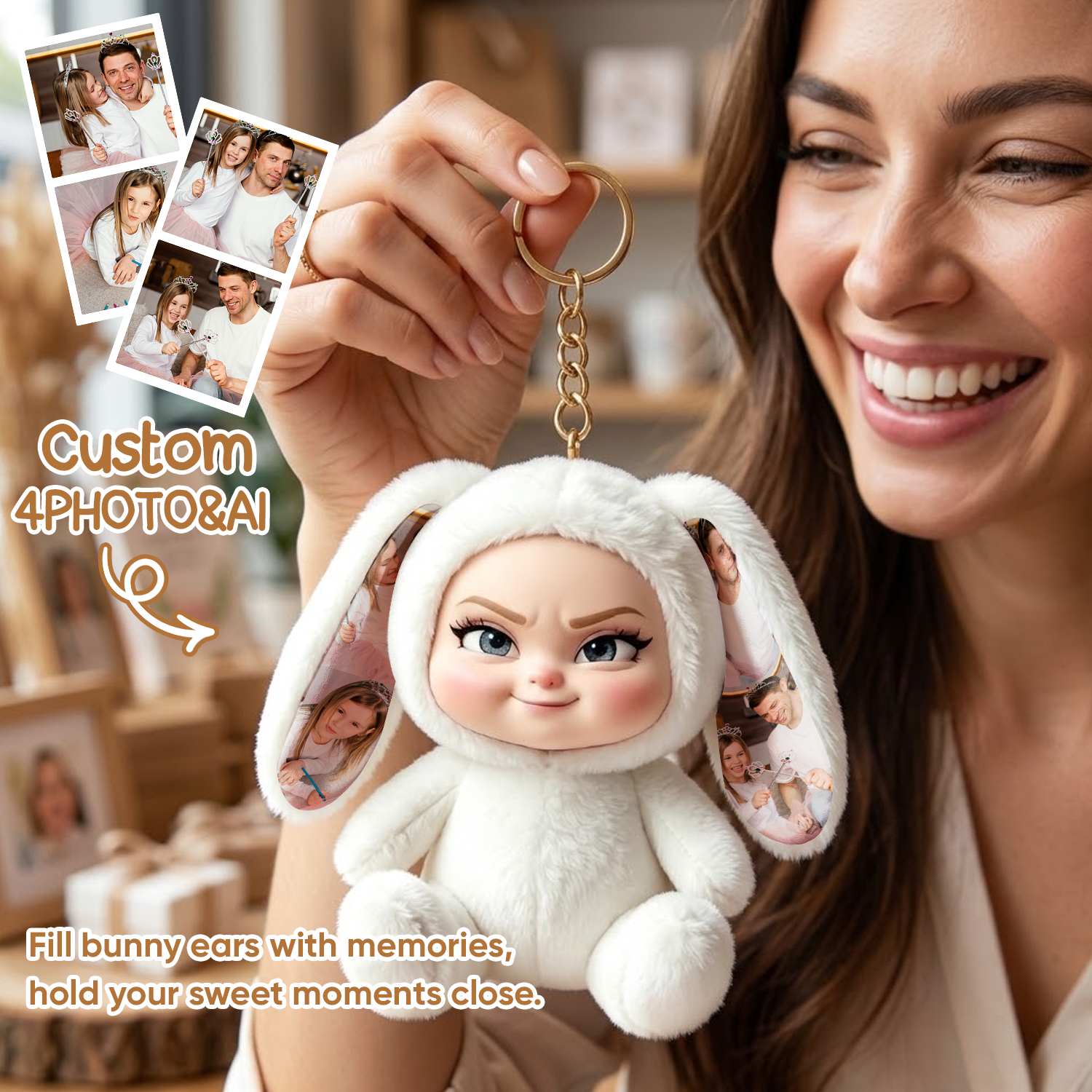 Personalized Photo Bunny Plush Toy – Custom Photo Gift for Easter, Birthday & Special Occasions