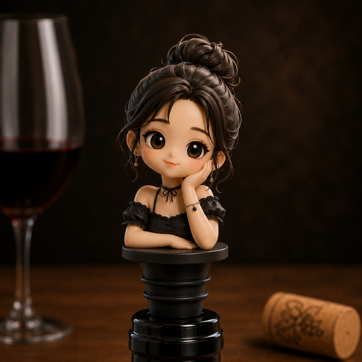 Personalized 3D Figure from Photo with Wine Bottle Stopper Personalized Gift for Dad Husband Boyfriend