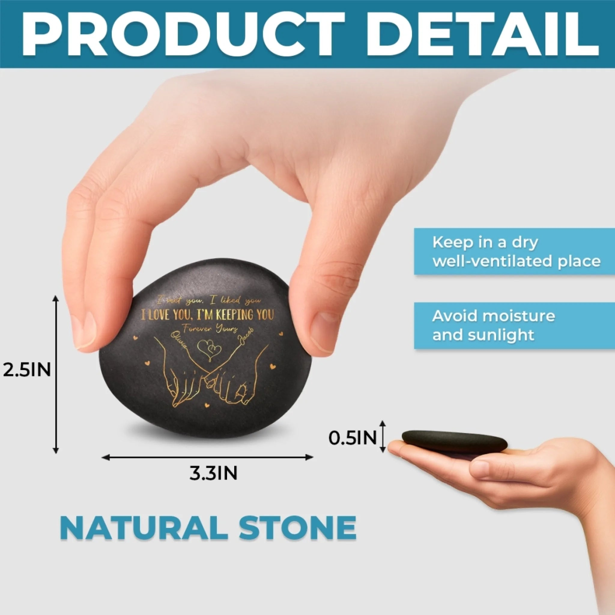 Custom Printed Rock Personalized Anniversary Wedding Gifts For Husband And Wife, Him And Her