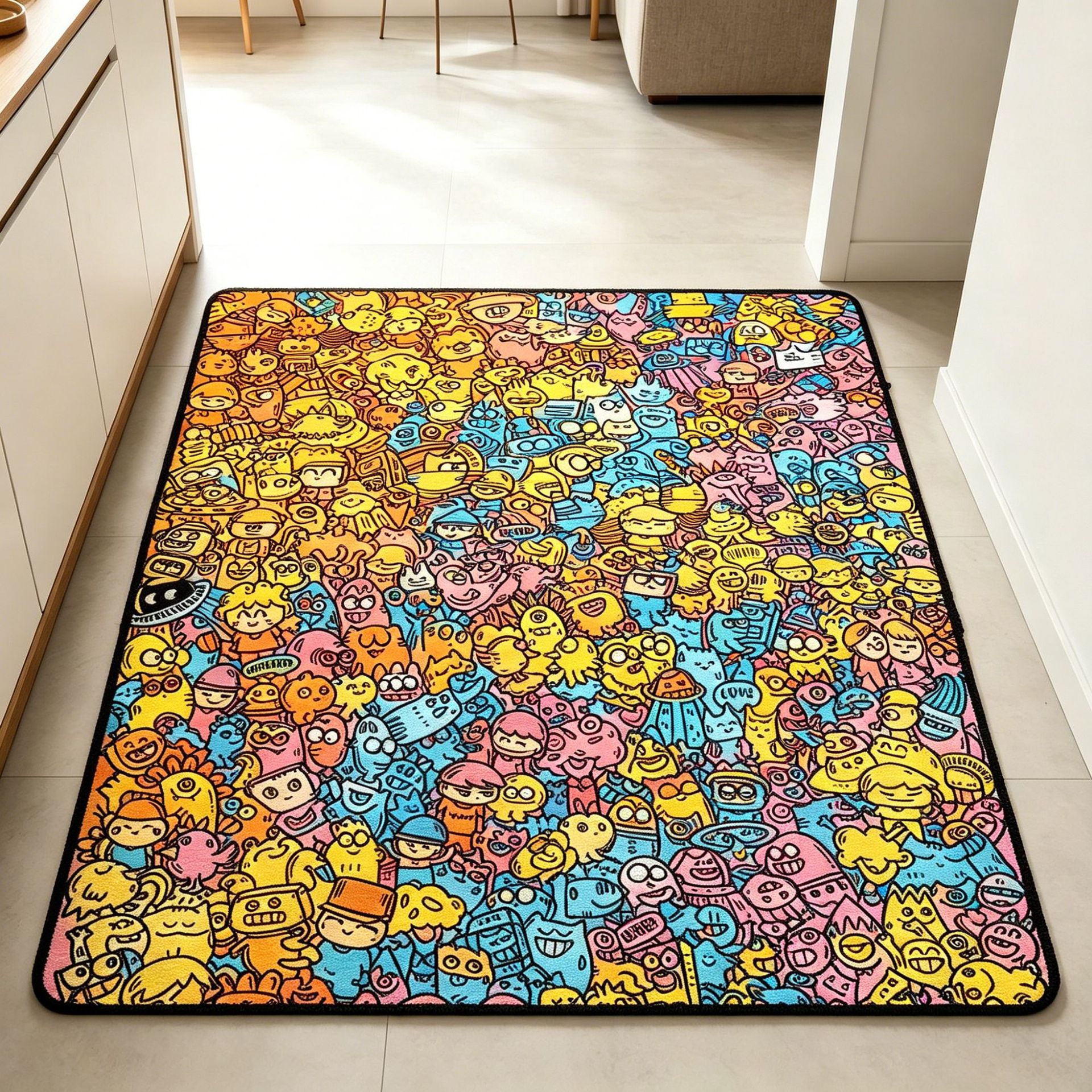 DIY Coloring Rug for Kids & Adults – Washable Velvet Floor Mat with Colorable Line Art, Personalized Interactive Play Rug, Creative Birthday Gift