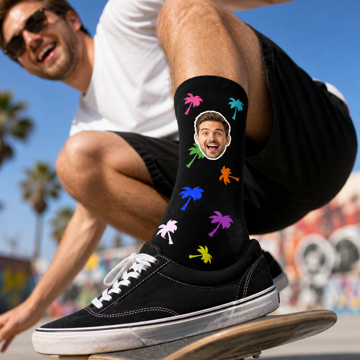 Personalized Colorful Maple Leaf Photo Socks – Turn Your Favorite Memories into a Cozy Autumn Keepsake
