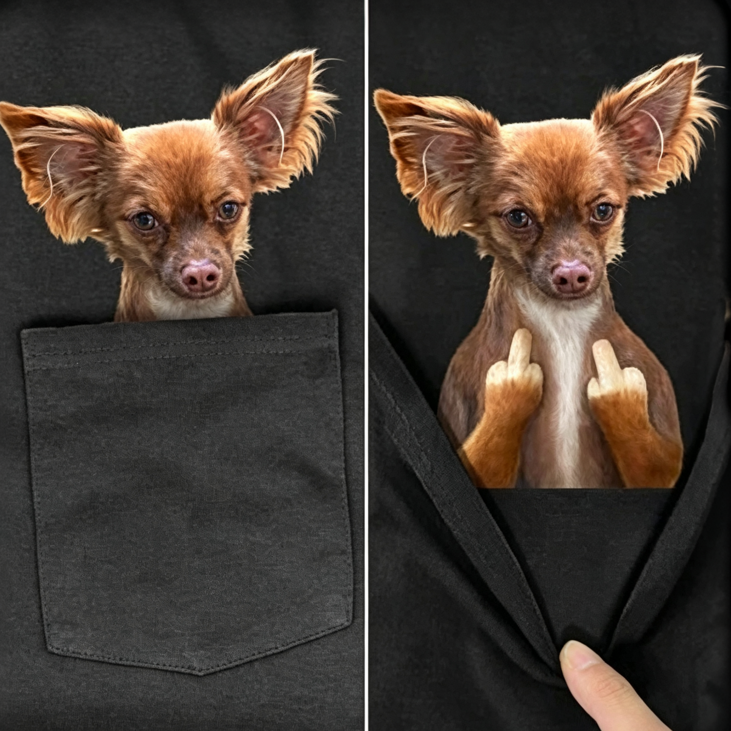 Custom Pet T-Shirt with Pocket Print Funny Pocket Design Gift for Pet Lover