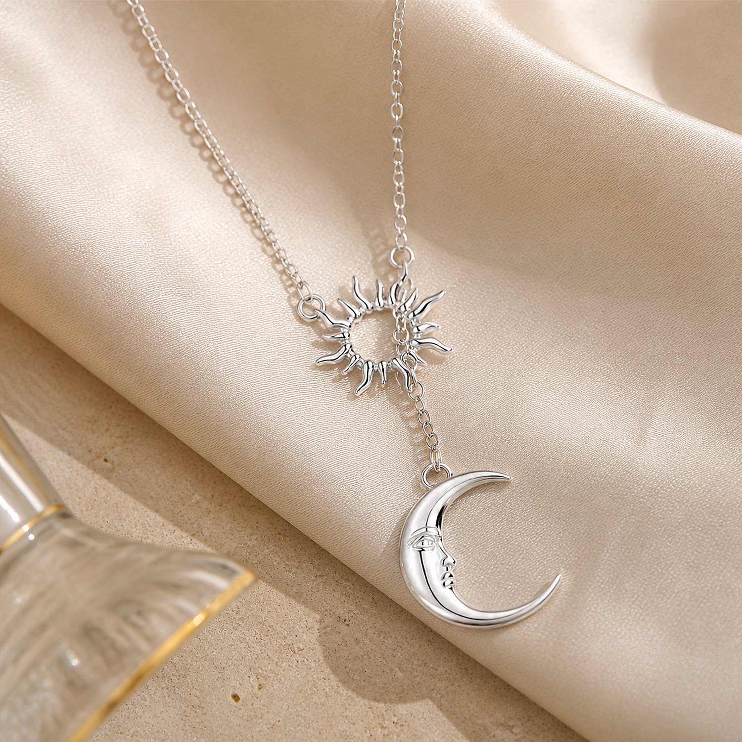 Sun & Moon Pendant Necklace for Women – Stylish Jewelry Gift for Birthday & Valentine's Day