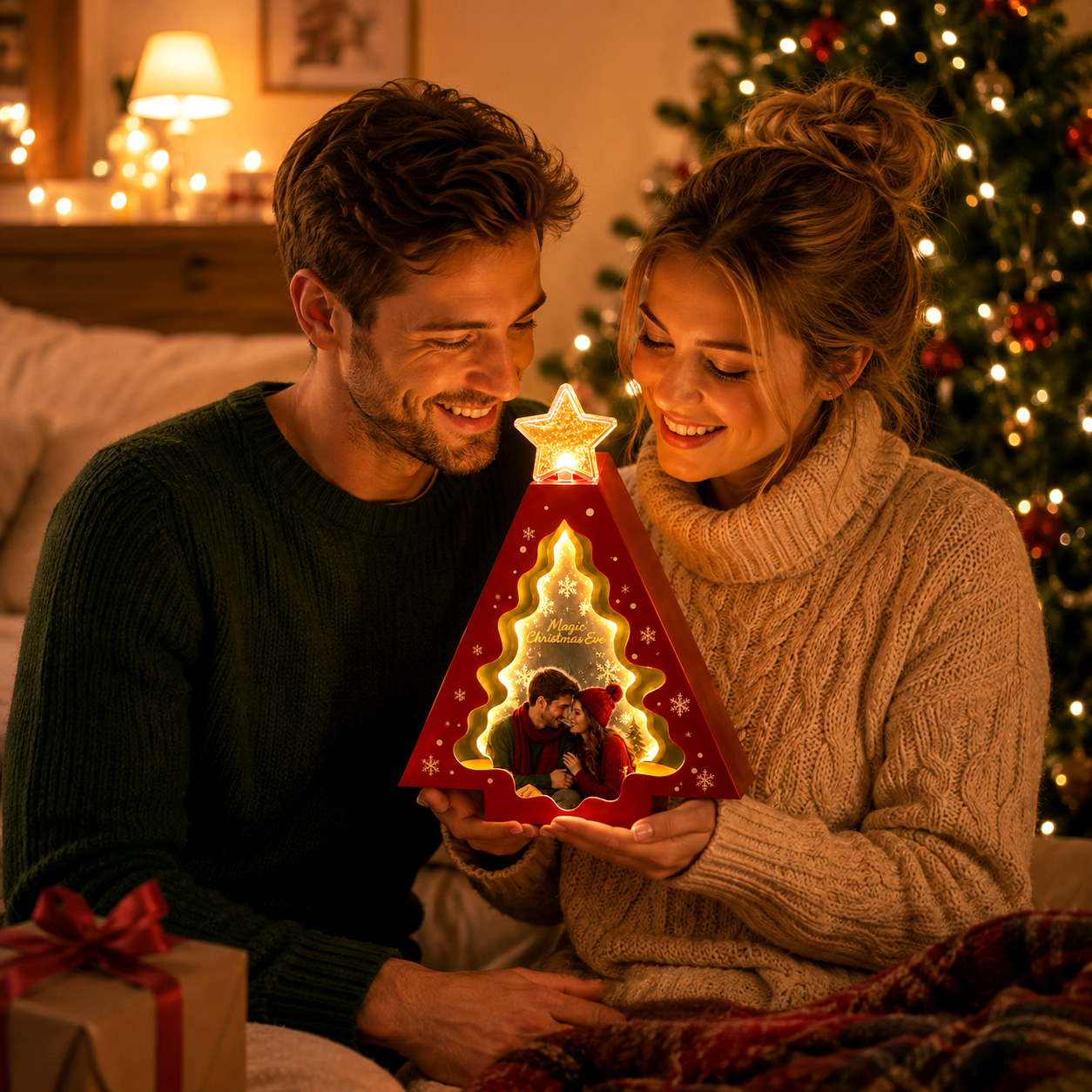 Personalized Christmas Tree Photo Frame Light – Custom Christmas Decor & Gift for Family and Friends