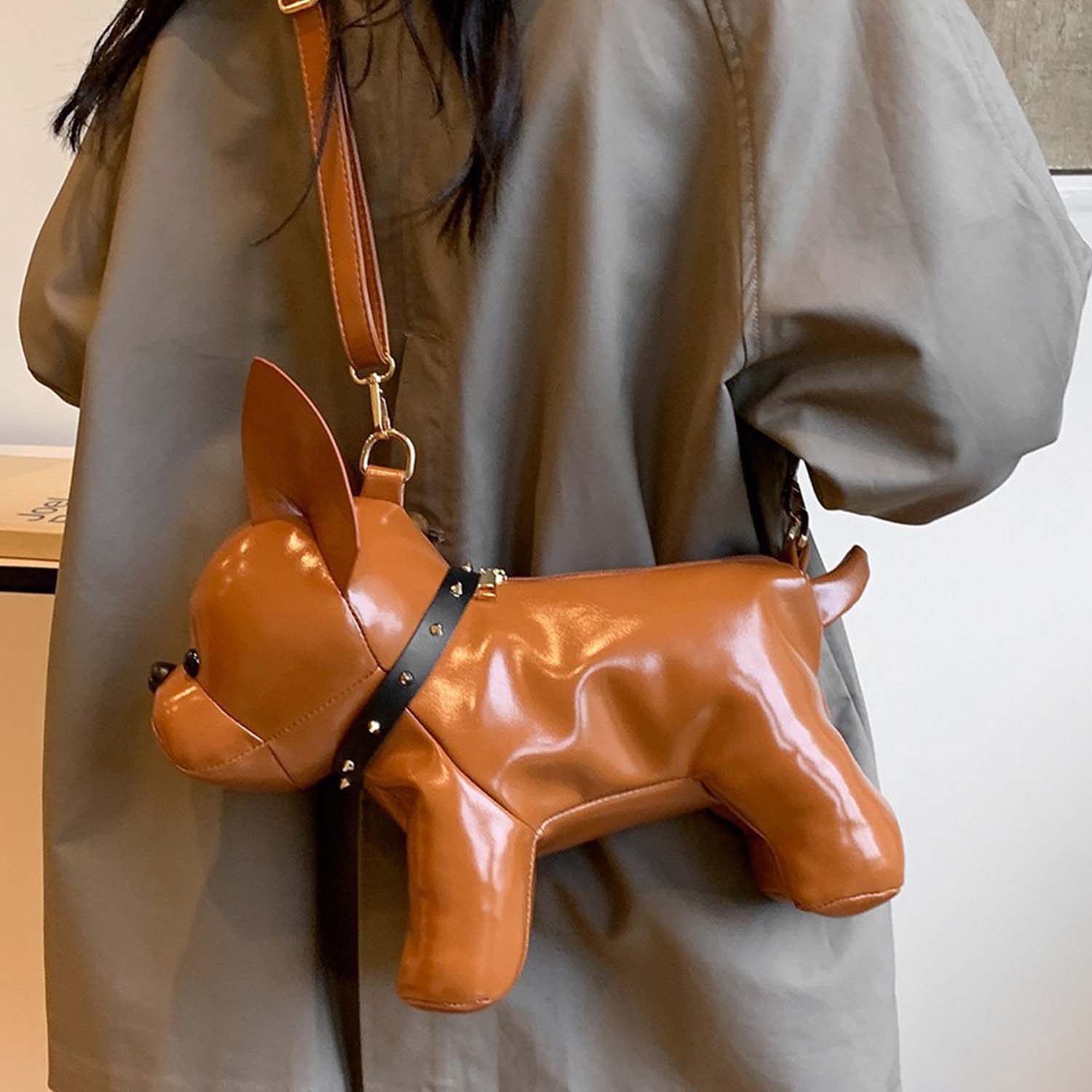 French Bulldog Shaped Shoulder Bag, Cute 3D Dog Crossbody Bag for Women, Stylish Statement Bag for Dog Lovers