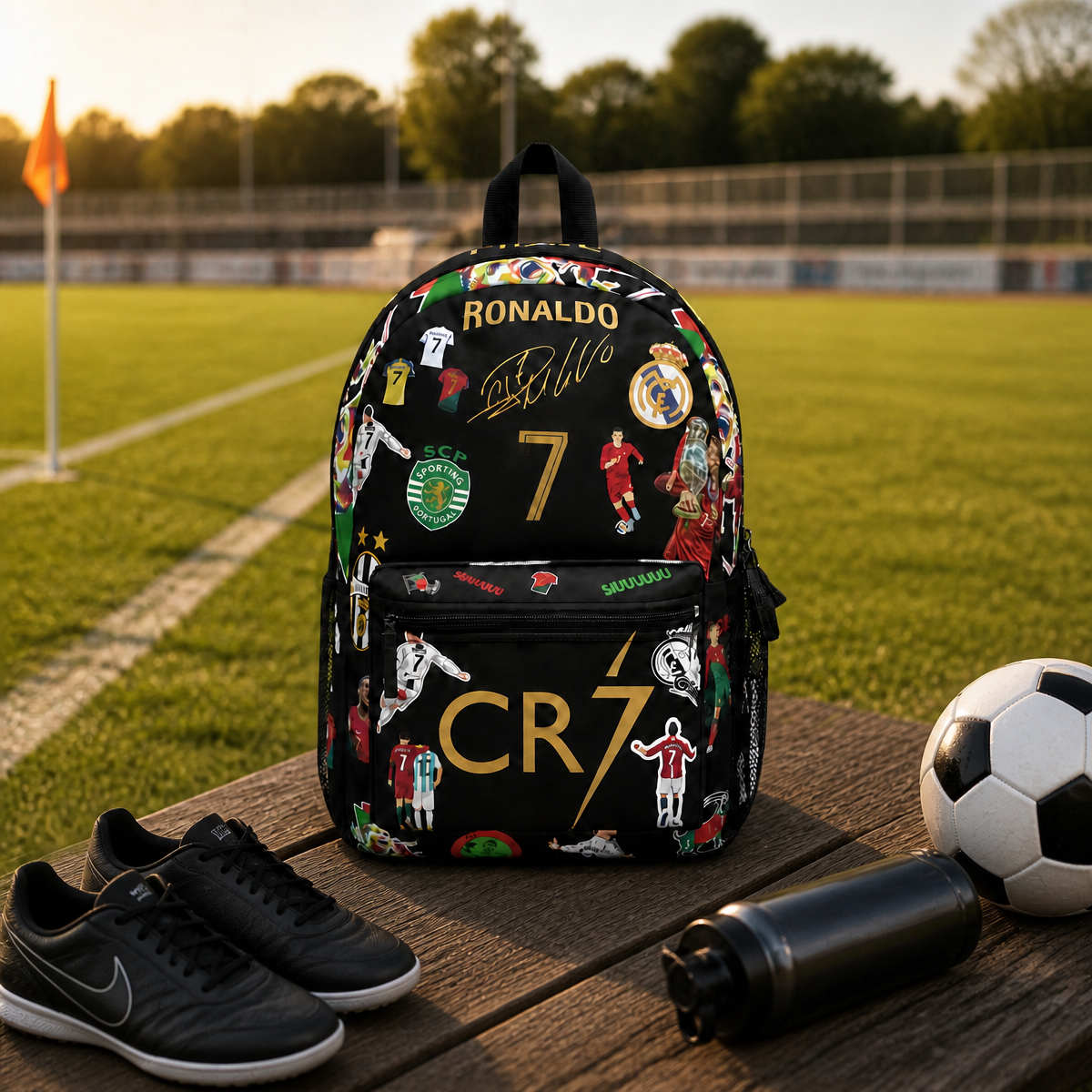 Custom Ronaldo Soccer Backpack: Personalized Sports Fan School Bag