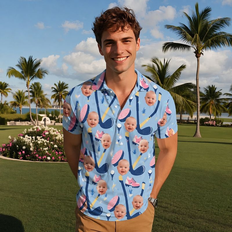 Custom Face Polo Shirt for Golfer,Face on shirt gifts for husband,Personalized Short Sleeve Golf Shirt,Custom Polo for Golfer