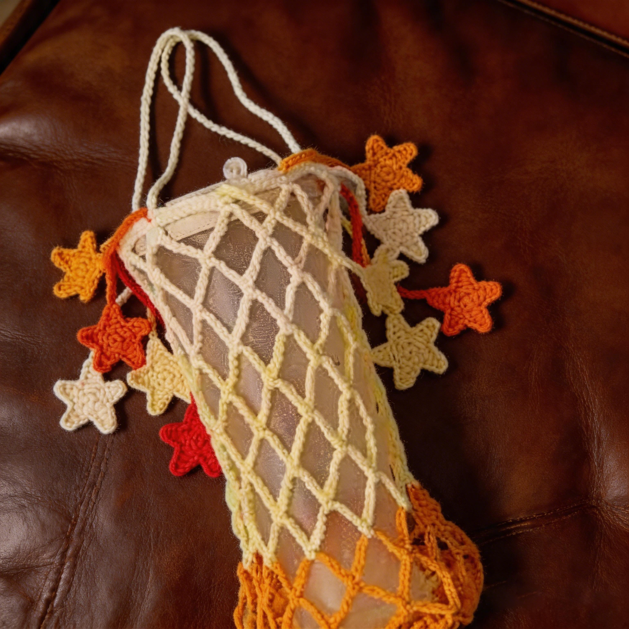 2-in-1 Handmade Crochet Star Bag Charm & Collapsible Water Bottle Carrier – Aesthetic Starfish Net Bag for Tumblers and Cups