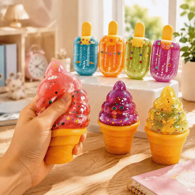 Summer Ice Cream Popsicle Squishy Toys Soft Squeeze Fidget Toys Summer Gift for Friends