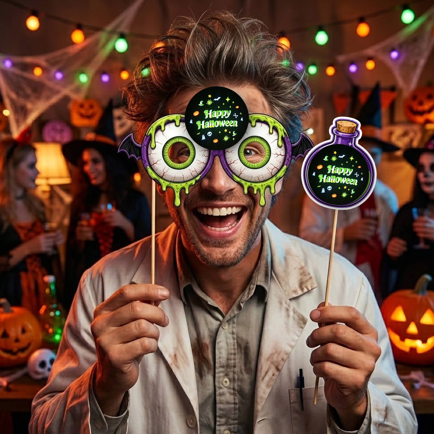 Halloween Light-Up Photo Prop Card – Glowing Festival Party Decoration for Spooky Photos and Holiday Celebrations
