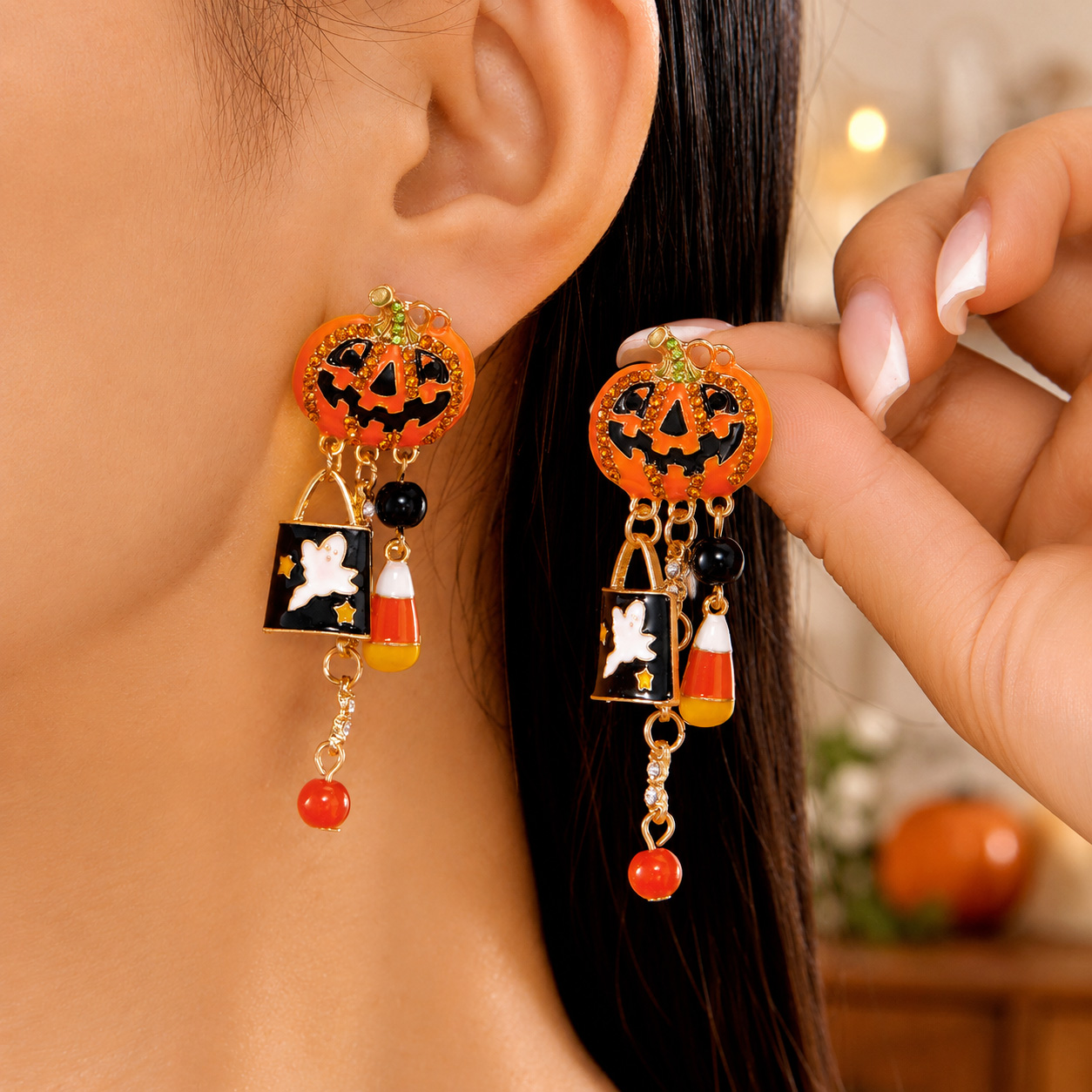 Halloween Ghost & Pumpkin Earrings – Fun Costume Jewelry for Parties & Seasonal Gifts