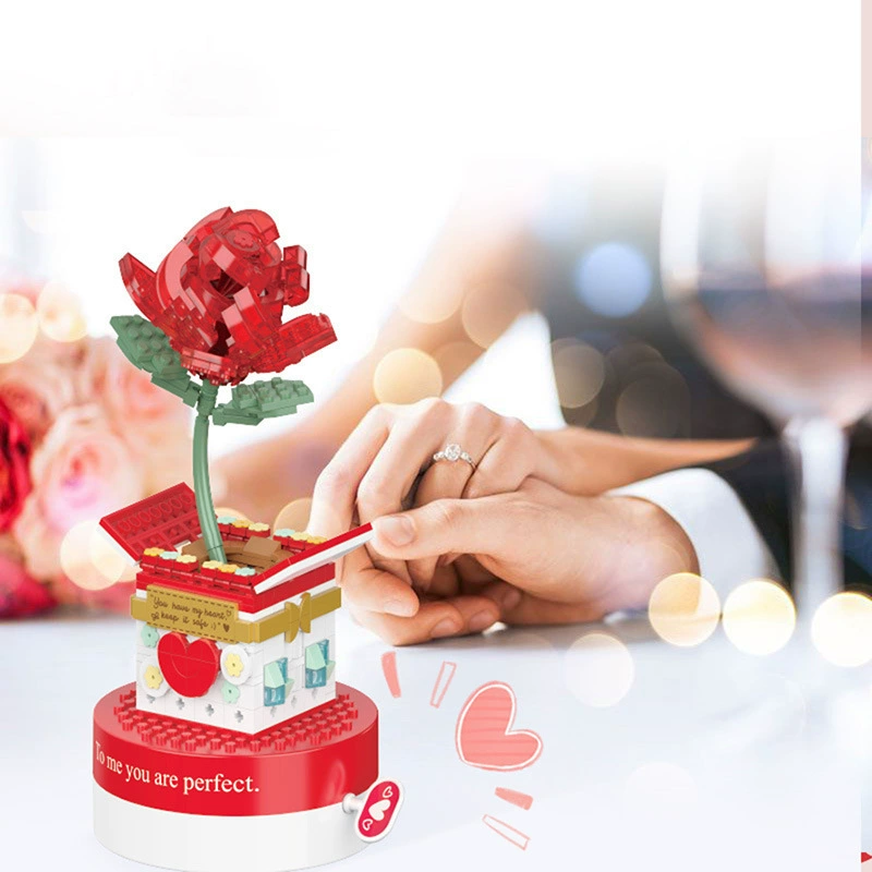 Buildable Rose Music Box A Forever Bloom for the One You Love 374pcs