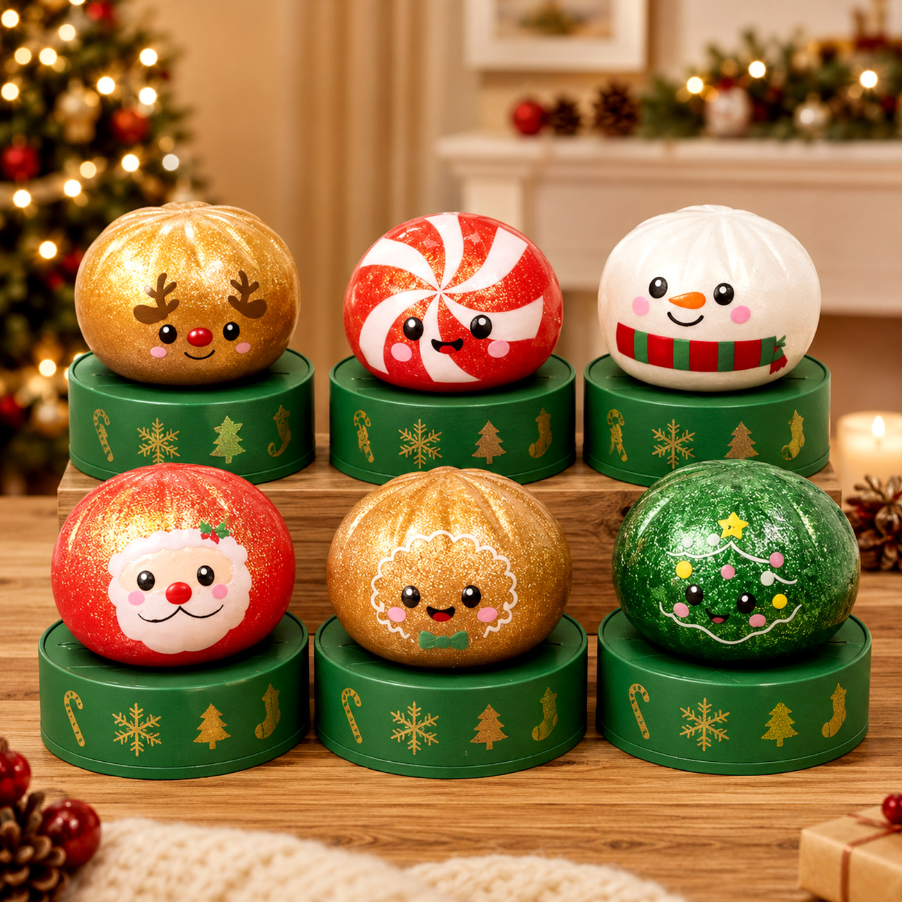 Christmas Baozi Squishy Toy – Cute Festive Stress Relief Squeeze Toy