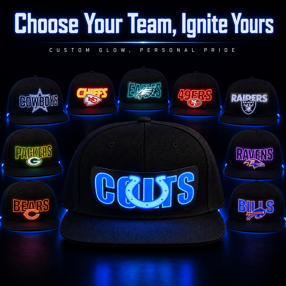 Football Fan LED Light-Up Snapback Cap