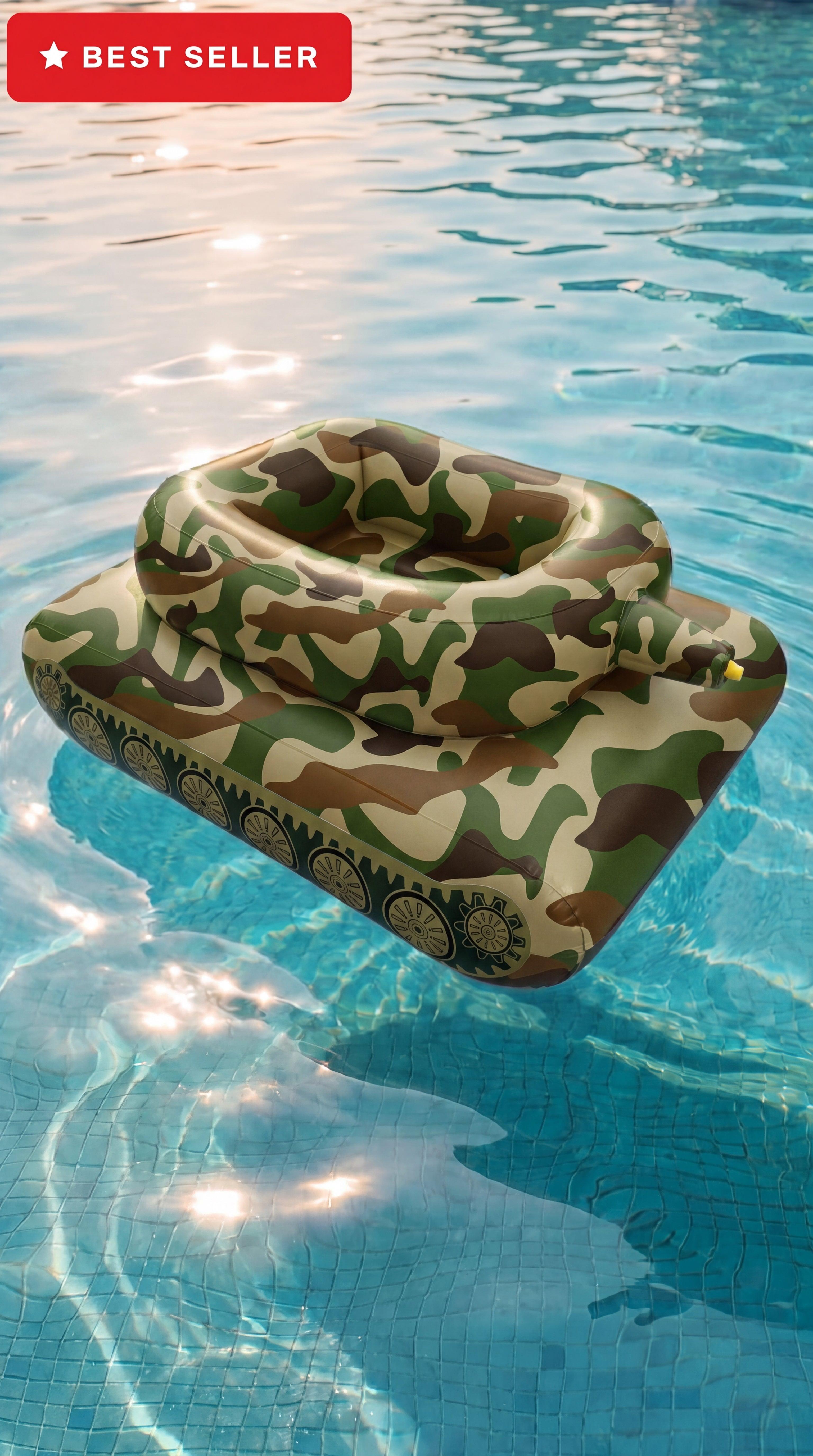 Inflatable Flag Pool Tank with Water Cannon – Giant Patriotic Swimming Pool Float for Adults & Kids