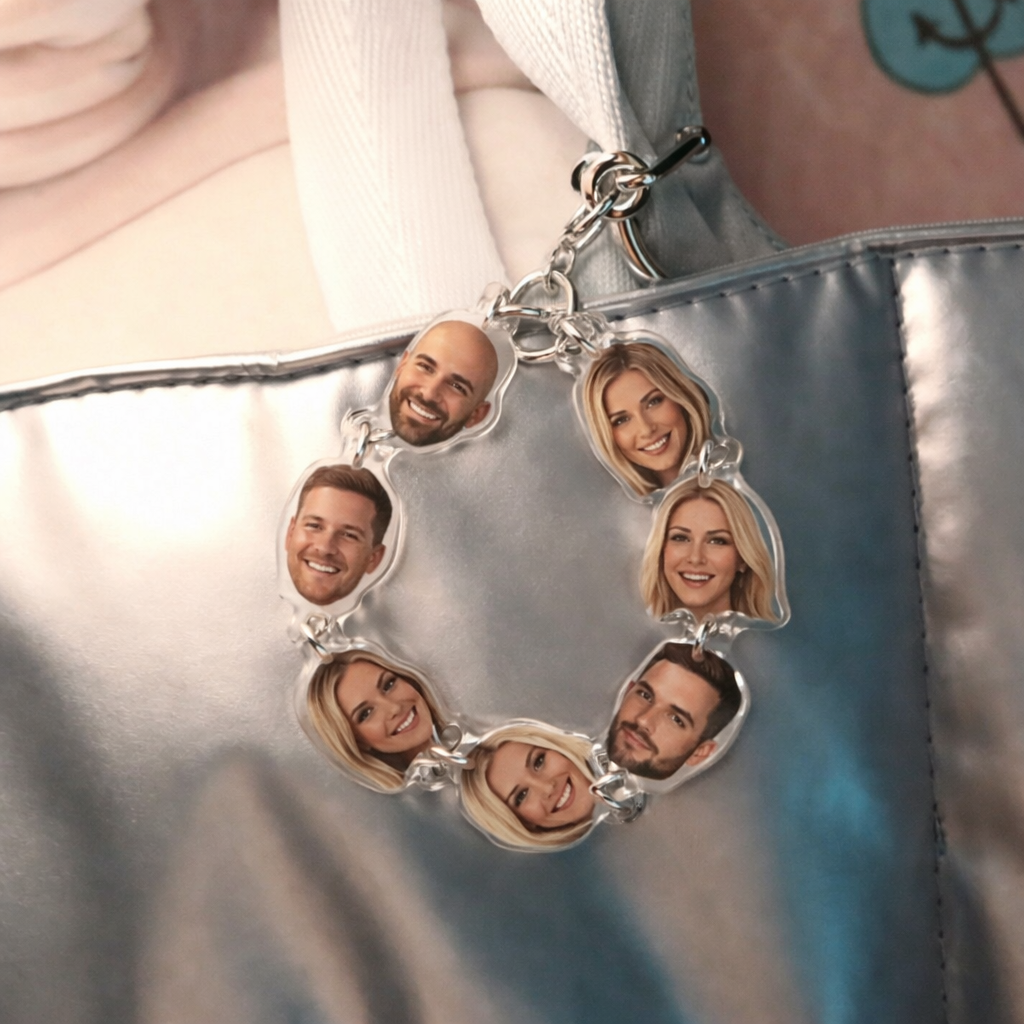 Custom Multi-Face Photo Charm Personalized Family & Friends Bag, Keychain & Car Hanging Gift