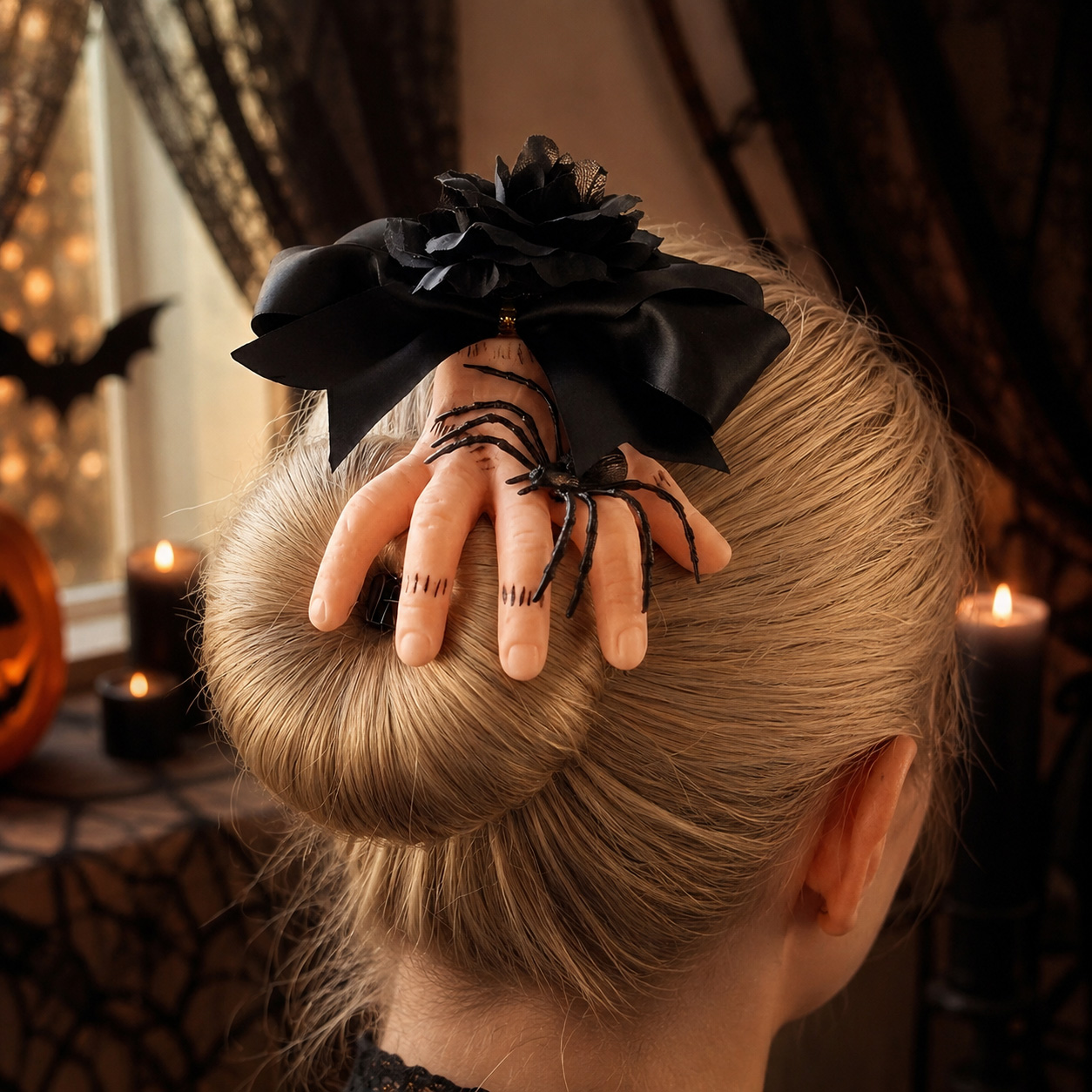 Halloween Creepy Hand Hair Clip, Realistic Hand Headpiece for Spooky Costumes, Parties & Halloween Decor