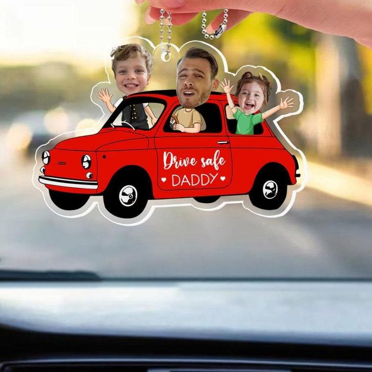 Funny Custom Photo Drive Safe Daddy Ornament for Car, Personalized First Fathers Day Gift, Custom Car Hanging Ornament - MyFaceTshirt