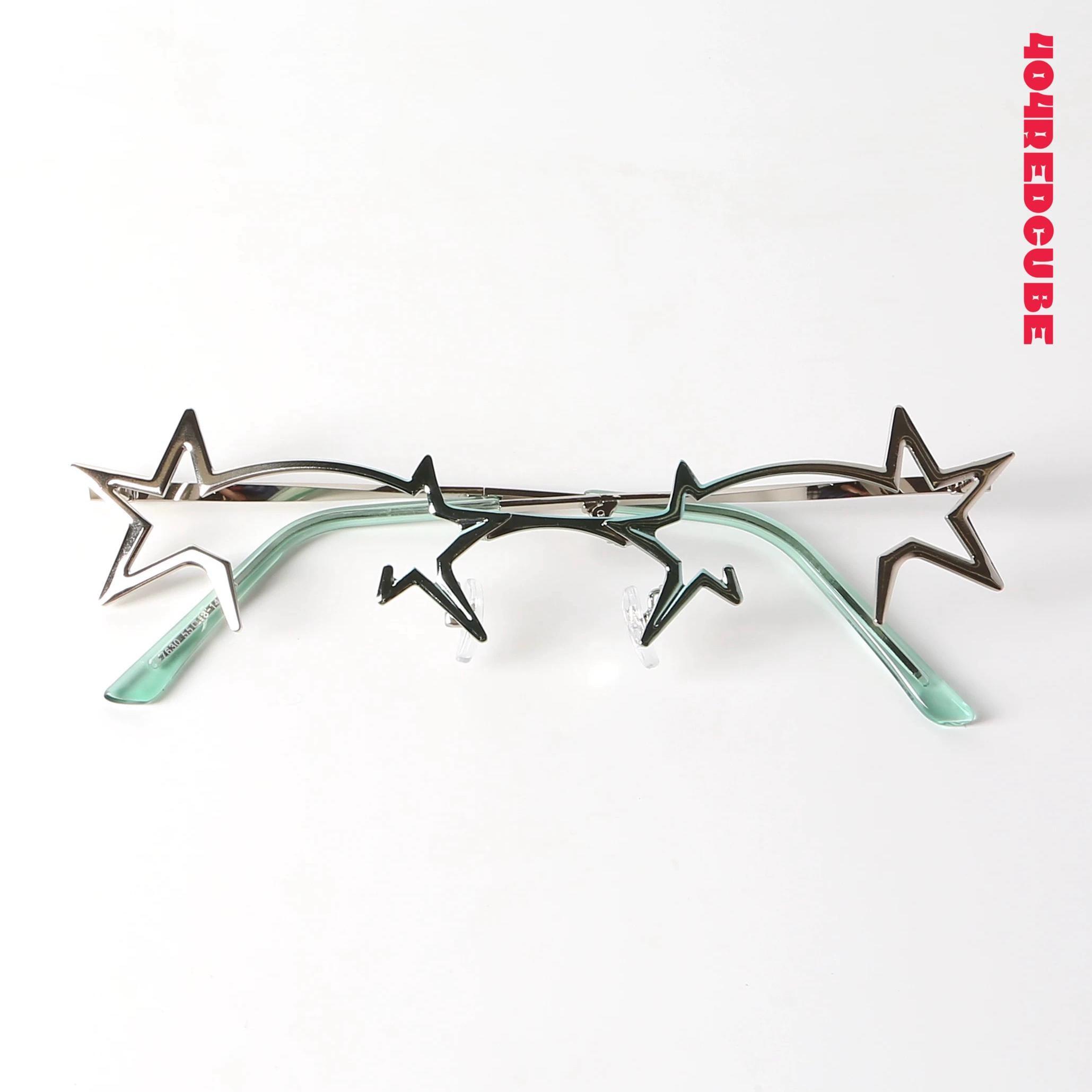 Futuristic Y2K Foldable Metal Sunglasses Retro Avant-Garde Glasses Rave Party Cosmic Glasses