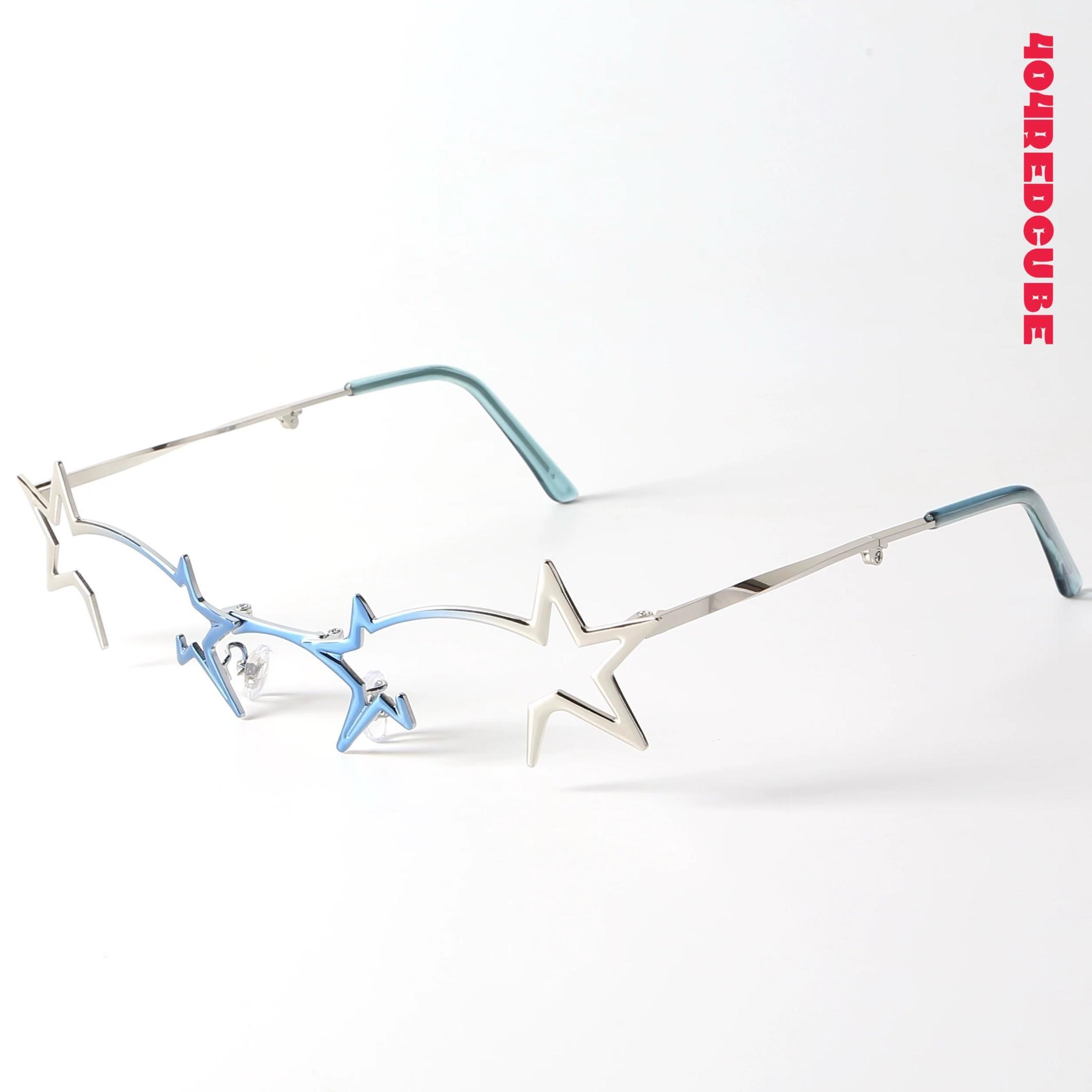 Futuristic Y2K Foldable Metal Sunglasses Retro Avant-Garde Glasses Rave Party Cosmic Glasses