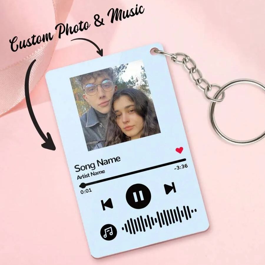 Custom Spotify Keychain Personalized Scannable Keychain Couple Gift