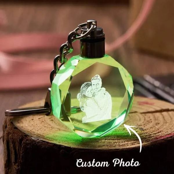 1pc Custom Photo Crystal Keychain, Personalized Photo Lasser Crystal Keychain, Personalized Laser Crystal