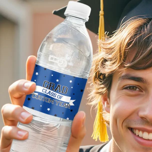 Personalized Class of 2025 Waterproof Graduation Water Bottle Labels Stickers with Name Set of 20 Gift for Graduates