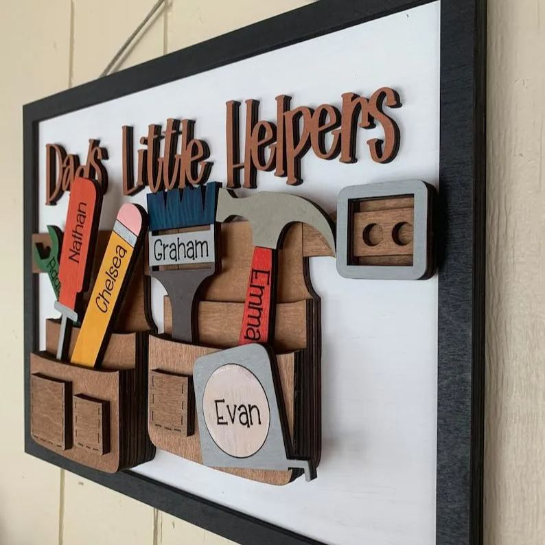 Personalized Tool Belt Sign, Grandpa Gift, Dad Gift, Papa Gift, Gift for Him, Personalized for Dad Bead and Board
