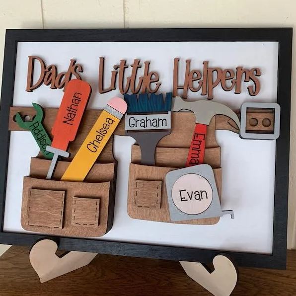 Personalized Tool Belt Sign, Grandpa Gift, Dad Gift, Papa Gift, Gift for Him, Personalized for Dad Bead and Board