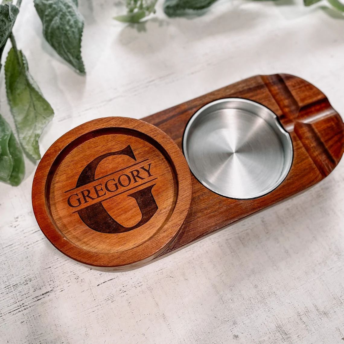 Personalized Cigar Ashtray - Cigar Ashtray, Whiskey and Cigars Gift, Wooden Cigar Ashtray, Best Gift For Dad