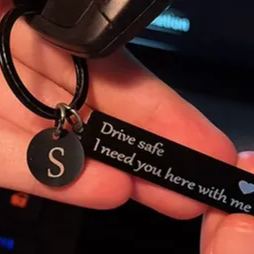 Initial Letter Drive Safe Handsome Keychain I Love You Drive Safe Keychain with Initial Charm Gifts for Husband