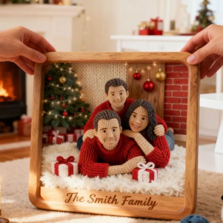 Personalized Custom 3D Knitted Photo Portrait Frame | Personalized Yarn Art Keepsake for Couples, Anniversary & Valentine’s Day Gifts