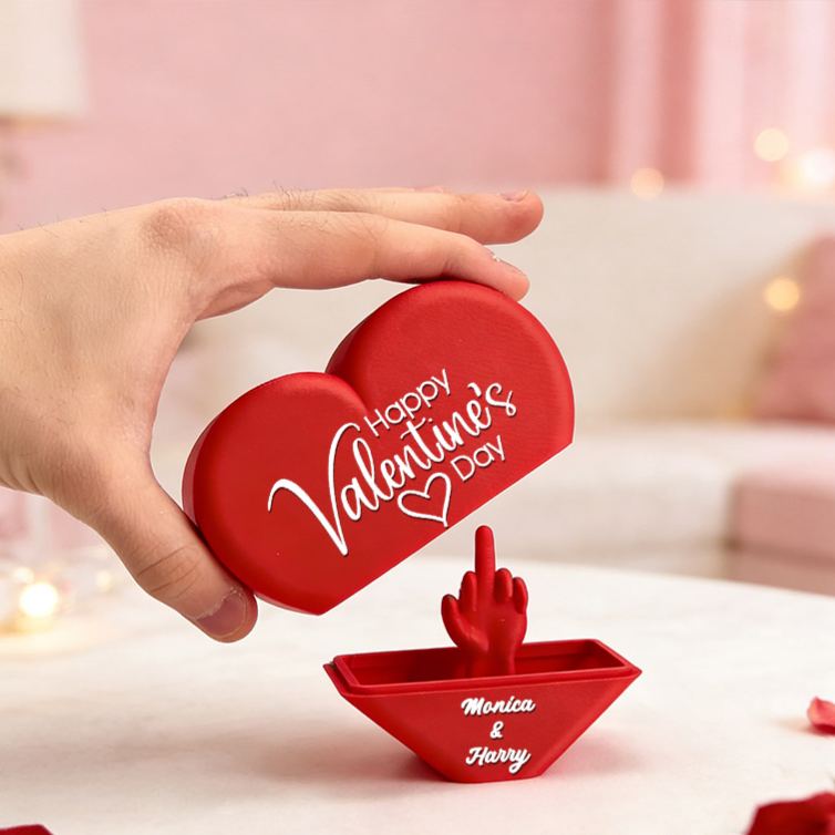 Personalized Heart With Middle Finger Gag Decor Funny Gag Gift Petty Ex Prank Anniversary Gift for Him Her Valentines Day for Boyfriend Girlfriend