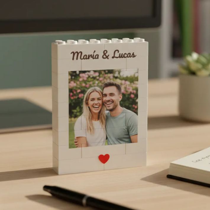 Custom Photo Brick Puzzle Frame – Build Your Love, A Romantic Couple Gift for Valentine’s Day & Anniversaries