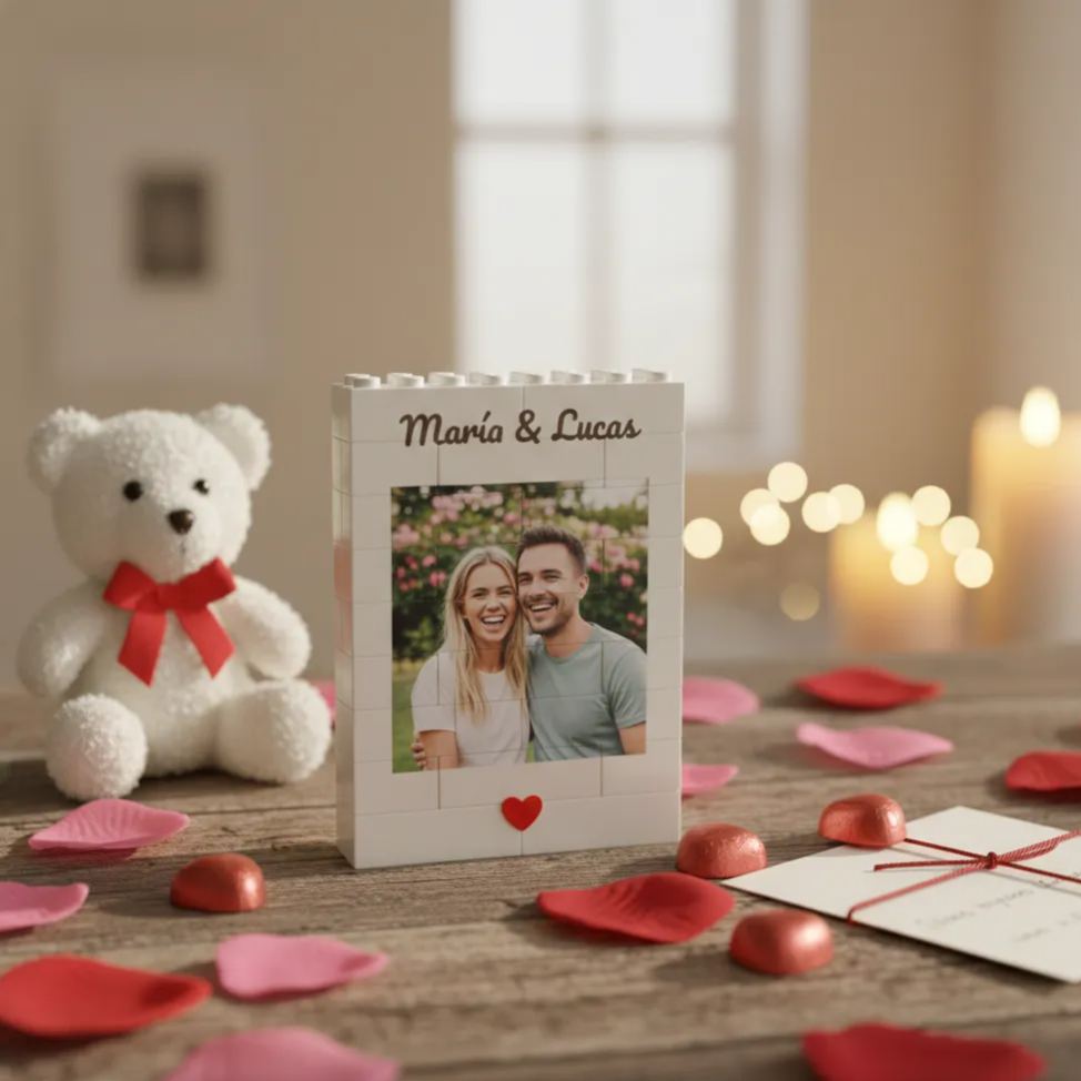 Custom Photo Brick Puzzle Frame – Build Your Love, A Romantic Couple Gift for Valentine’s Day & Anniversaries