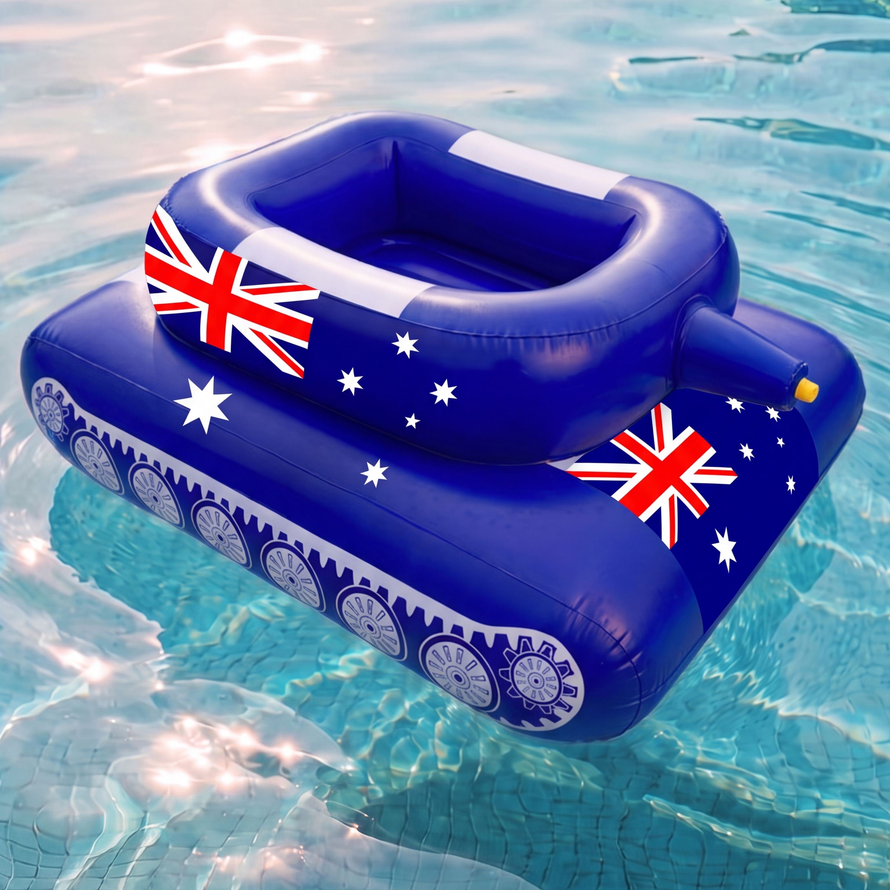 Inflatable Flag Pool Tank with Water Cannon – Giant Patriotic Swimming Pool Float for Adults & Kids