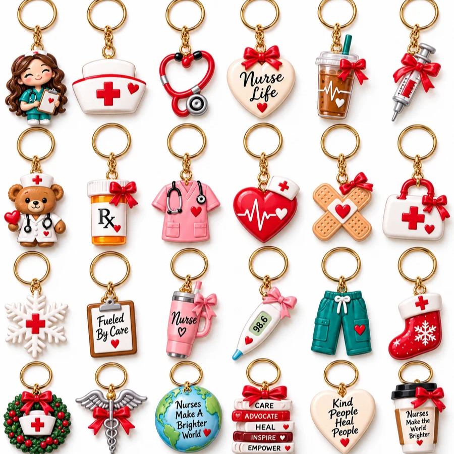 Nurse Advent Calendar - 24-Day Christmas Gift for Nurses with Nursing-Themed Acrylic Keychains