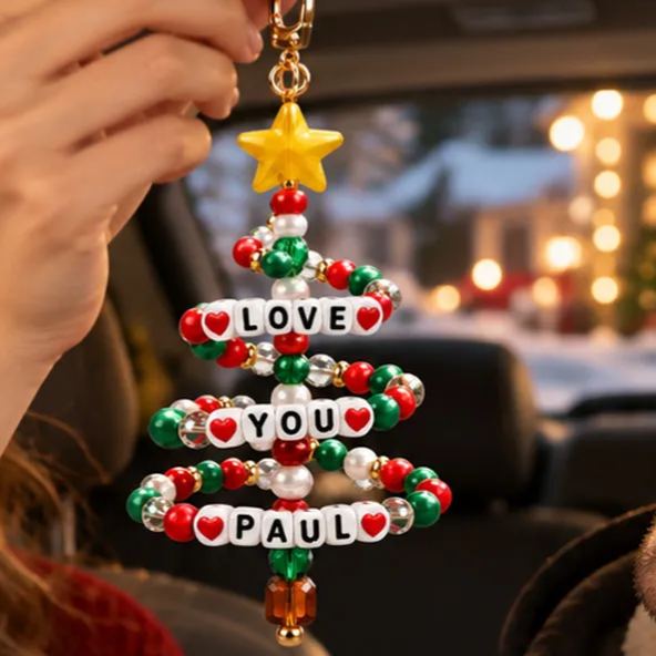 DIY Personalized Beaded Christmas Tree Car Ornament – Custom Holiday Hanging Decoration