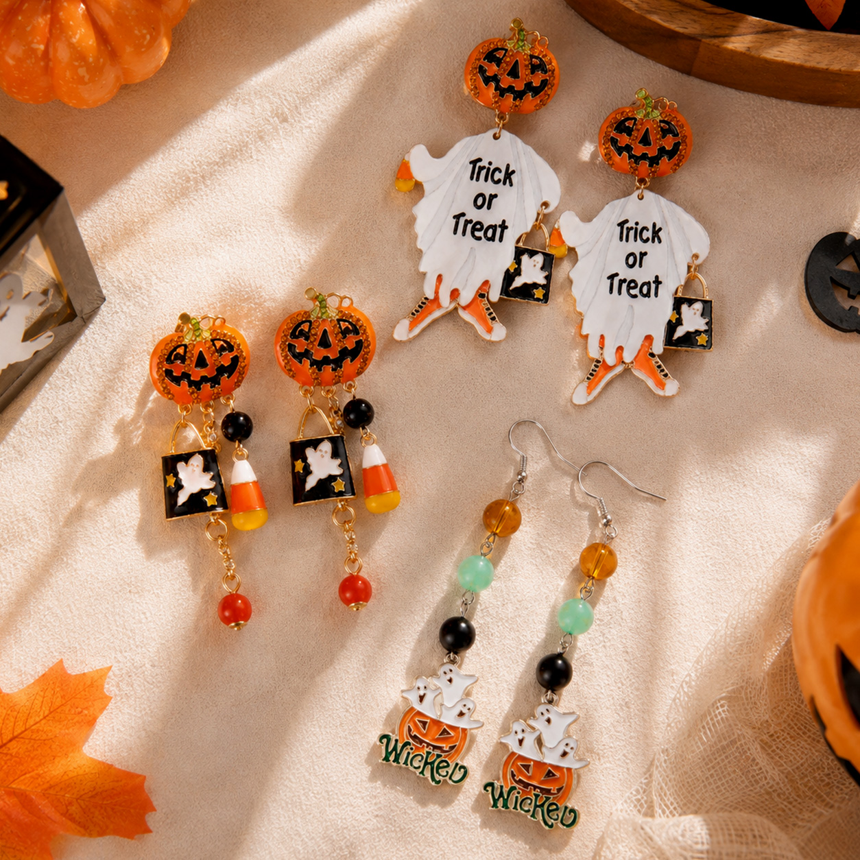 Halloween Ghost & Pumpkin Earrings – Fun Costume Jewelry for Parties & Seasonal Gifts