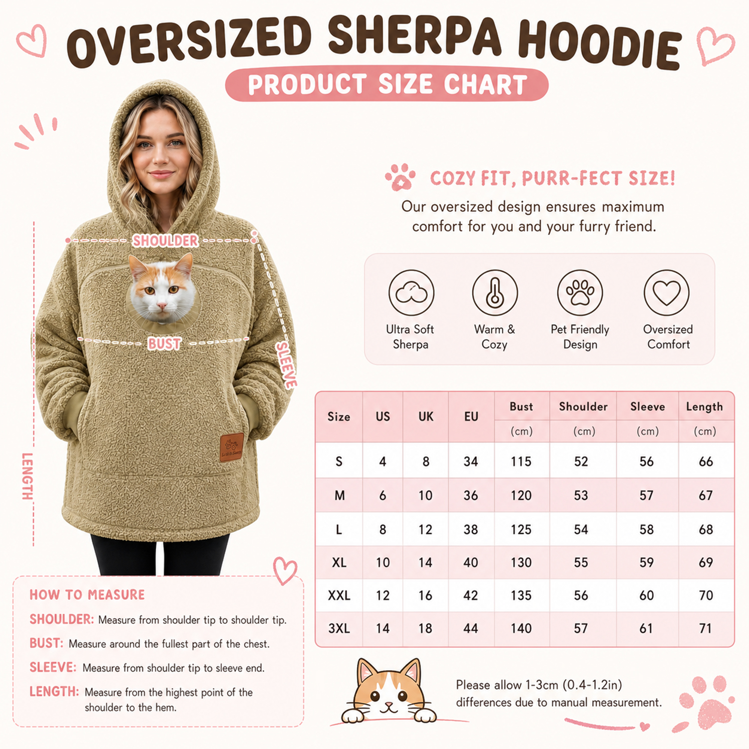 Pet Fleece Pocket Hoodie – Cozy Pullover with Oversized Front Pouch for Small Pets, Warm Casual Sweatshirt