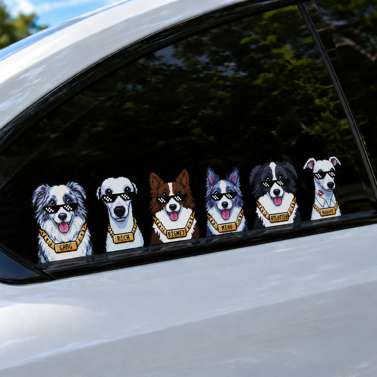 Custom Pixel Style Pet Photo & Name Car Sticker – Personalized Funny Car Decal for Pet Lovers
