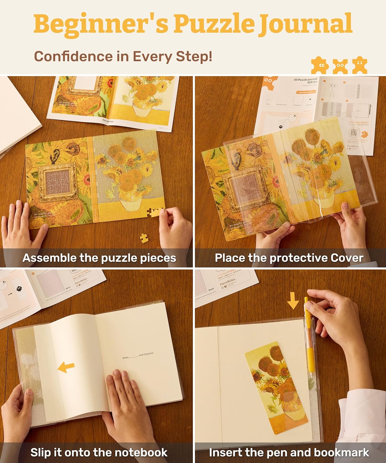 Custom Photo A5 Puzzle Journal 329 Plastic Pieces Book Cover & Notebook, Unique Puzzle Gift, Jigsaw Artwork