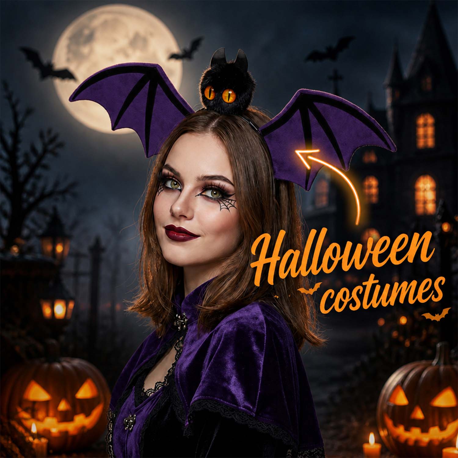 Halloween Bat Headband Cute Bat Wing Hair Accessory for Parties Dress-Up & Photos