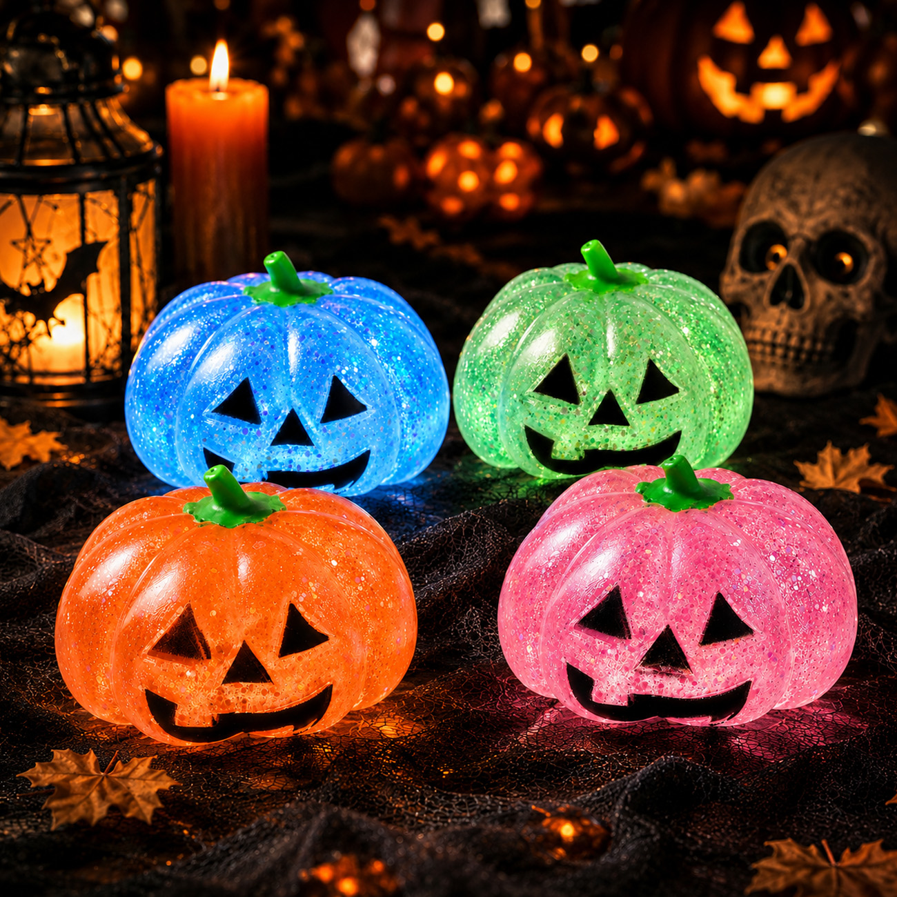 Halloween Pumpkin Squishy Toy – Glitter Pumpkin Stress Relief Toy & Fun Desk Decor