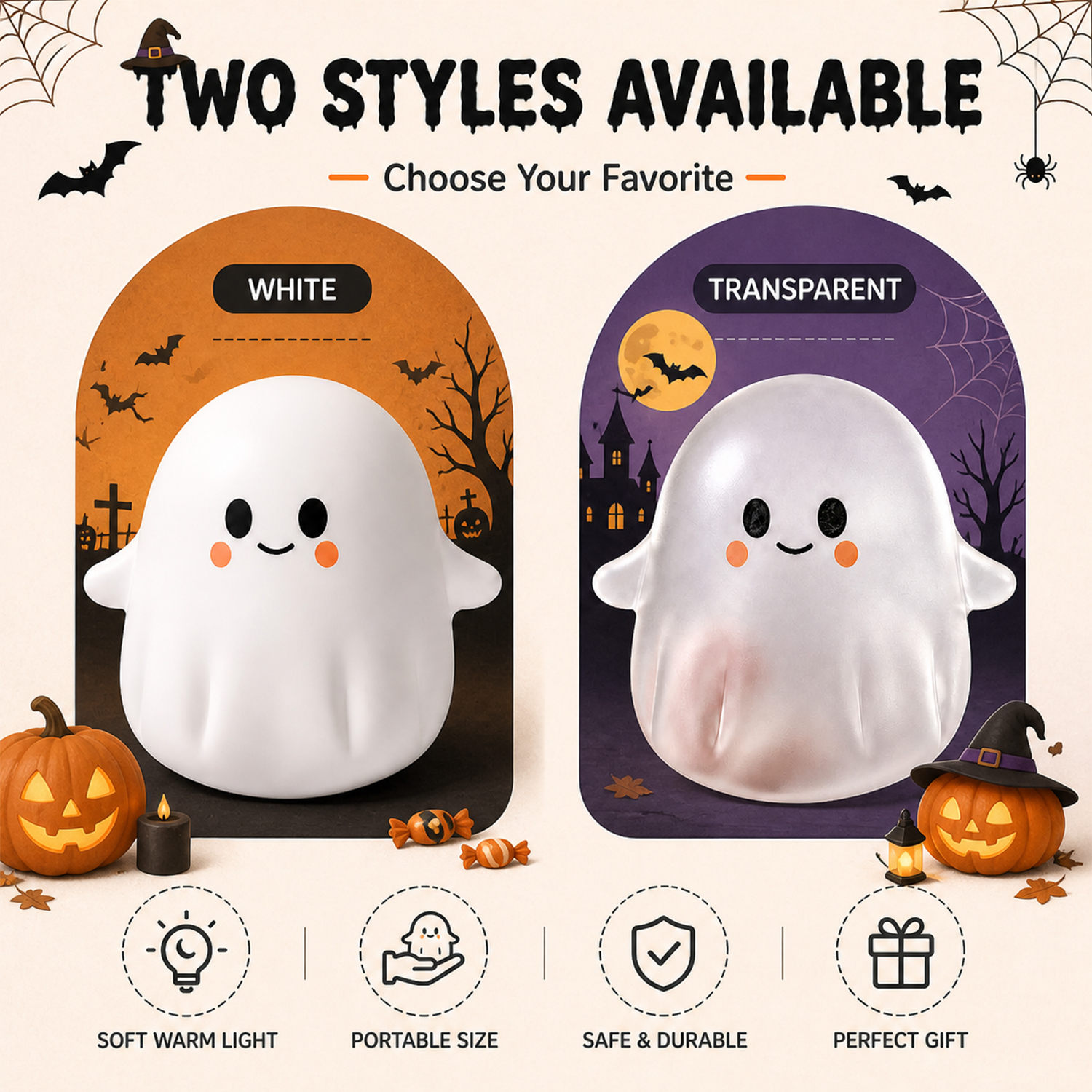 Halloween Ghost Squishy Toy – Soft Squeeze Fidget Toy, Fun Halloween Gift